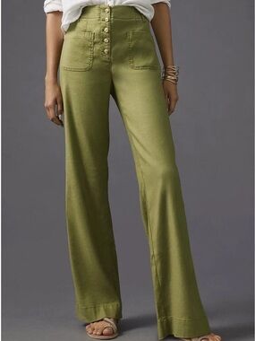 Anthropologie Maeve Relaxed Wide-leg Linen Trousers